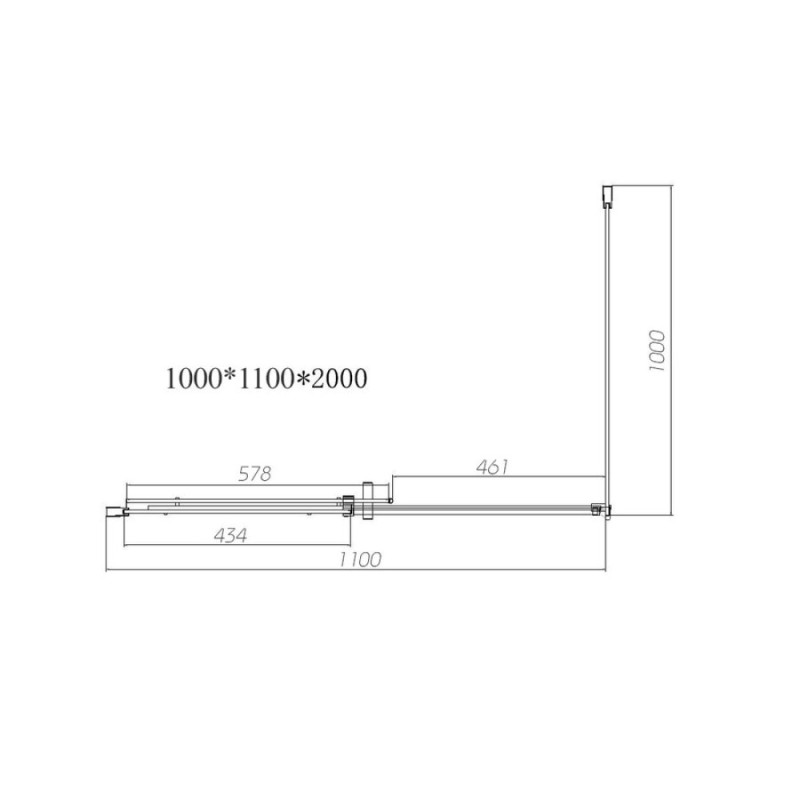 Душевой уголок Vincea Dice, 110 x 100 см, стекло прозрачное, профиль черный, VSR-4D1011CLB