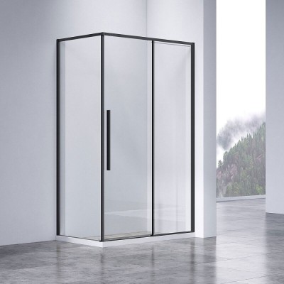 Душевой уголок Vincea Slim-N, 140 х 80 см, стекло прозрачное, профиль черный, VSR-4SN8014CLB