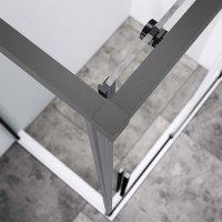 Душевой уголок Vincea Slim-N VSR-4SN8014CLGM, 140 х 80 см, стекло прозрачное, профиль вороненая сталь, gunmetal