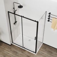 Душевой уголок Vincea City, 120 x 90 см, стекло прозрачное, профиль черный, VSR-5CT9012CLB