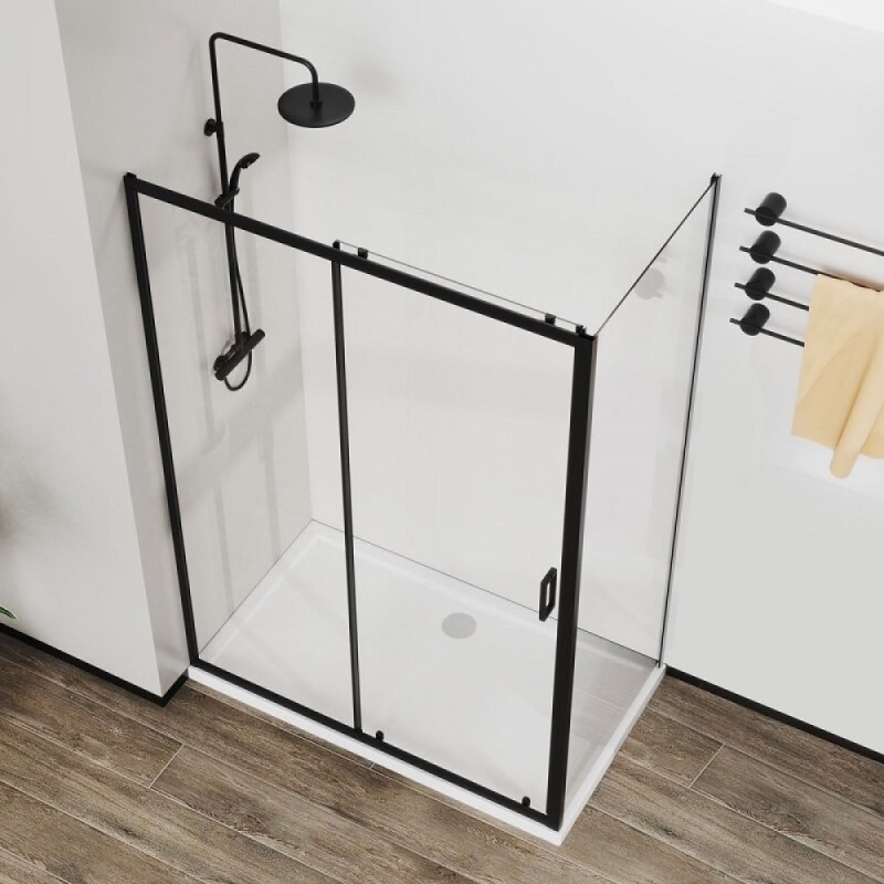 Душевой уголок Vincea City, 120 x 90 см, стекло прозрачное, профиль черный, VSR-5CT9012CLB