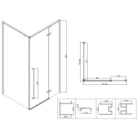 Душевой уголок Vincea Slim-N VSR-5SN9010CLGM, 100 x 90 см, стекло прозрачное, профиль вороненая сталь, gunmetal