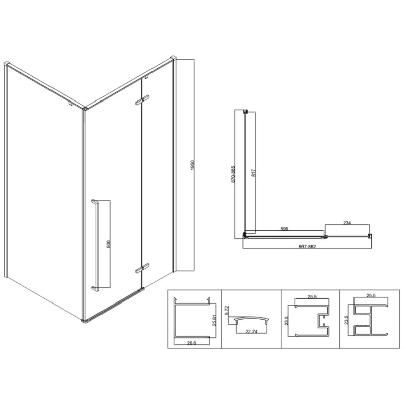 Душевой уголок Vincea Slim-N VSR-5SN9090CLGM, 90 x 90 см, стекло прозрачное, профиль вороненая сталь, gunmetal