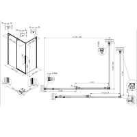 Душевой уголок Vincea Ultima VSR-7UL1014CLGM, 140 x 100 см, стекло прозрачное, профиль вороненая сталь