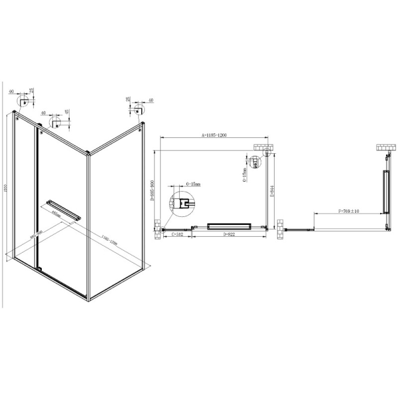 Душевой уголок Vincea Tesi VSRW-7TS9012CL, 120 x 90 см, стекло прозрачное, профиль хром