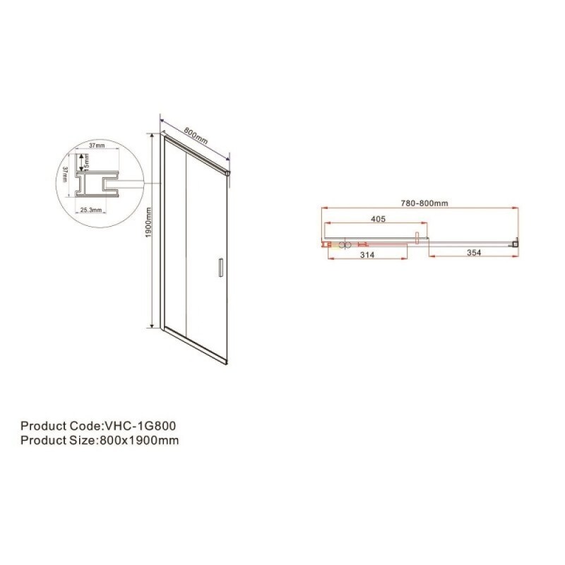 Душевой уголок Vincea Garda VSS-1G8090CLG, 90 x 80 см, стекло прозрачное, профиль золото брашированное