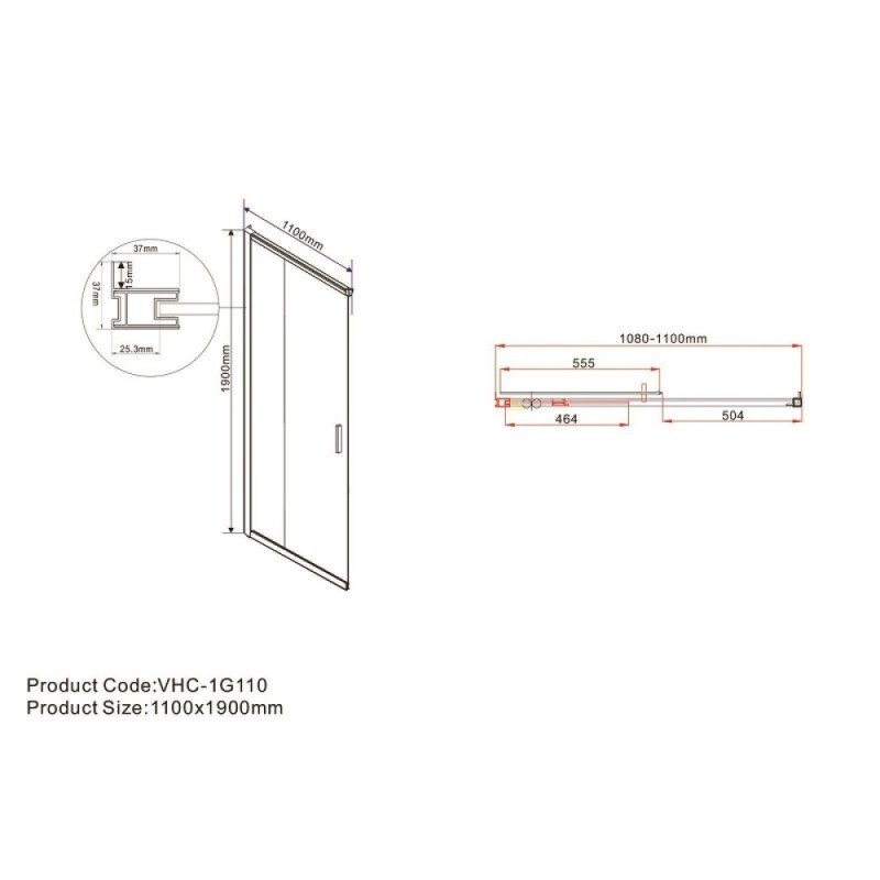 Душевой уголок Vincea Garda VSS-1G9011CLG, 110 x 90 см, стекло прозрачное, профиль золото брашированное