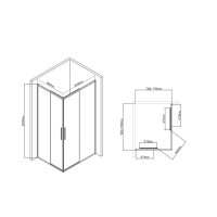 Душевой уголок Vincea Slim-U 100 x 80 см, стекло прозрачное, профиль черный матовый, VSS-2SU8010CLB
