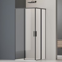 Душевой уголок Vincea Soft VSS-3SO2800CLB, 80 x 80 см, квадратный, дверь раздвижная, стекло прозрачное, профиль черный