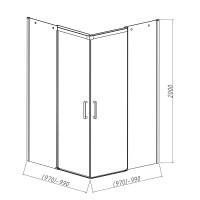 Душевой уголок Vincea Dice, 100 x 100 см, стекло прозрачное, профиль черный, VSS-4D100CLB