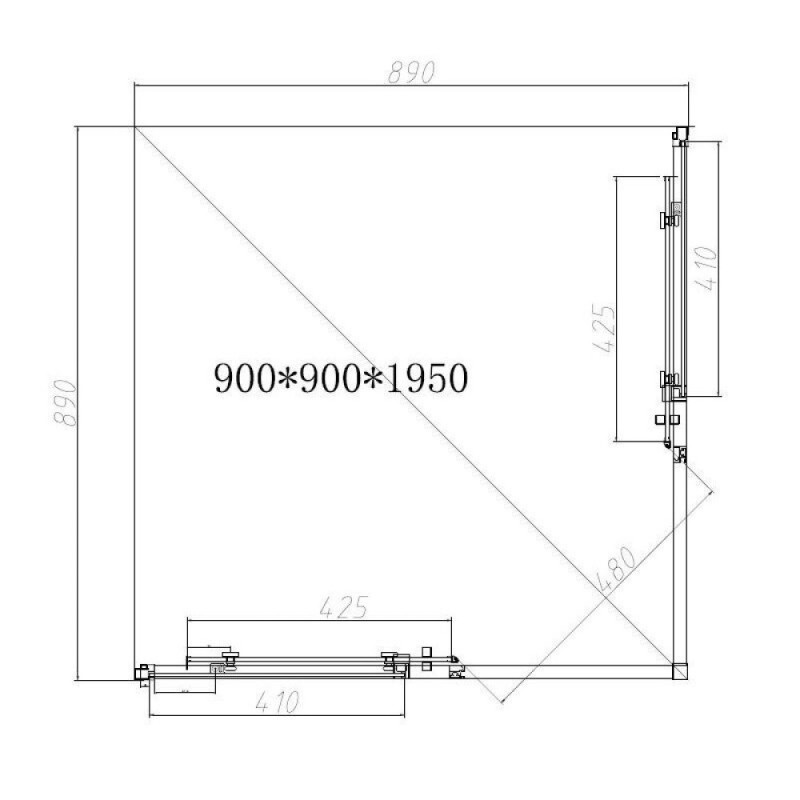 Душевой уголок Vincea Slim-N, VSS-4SN900CLGM, 90 х 90 см, стекло прозрачное, профиль воронёная сталь, gunmetal