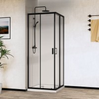 Душевой уголок Vincea City VSS-5CT9010CLB, 100 x 90 см, стекло прозрачное, профиль черный