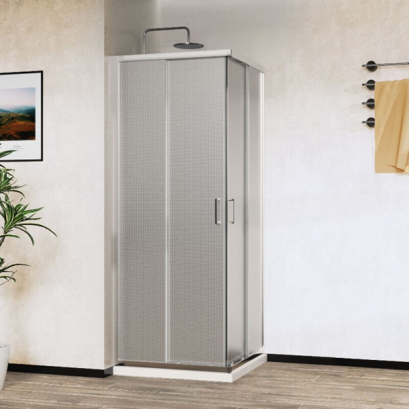 Душевой уголок Vincea City VSS-5CT9010MT, 100 x 90 см, стекло текстурное, профиль хром