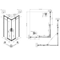 Душевой уголок Vincea Ultima VSS-7UL8010CL, 100 x 80 см, стекло прозрачное, профиль хром