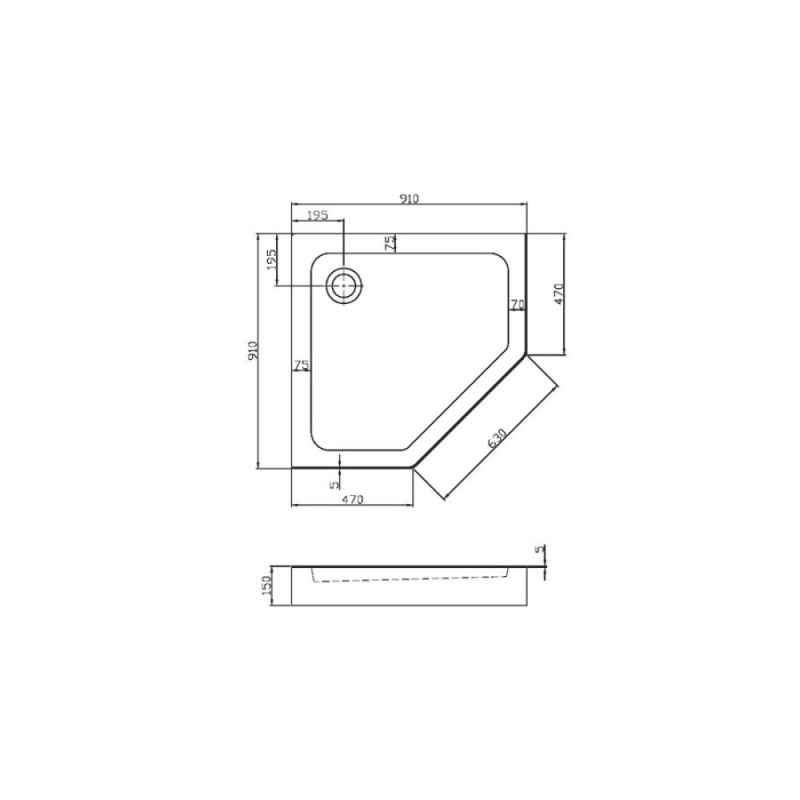 Душевой поддон акриловый Vincea 90 x 90 x 15 см, белый, VST-3AP-9090
