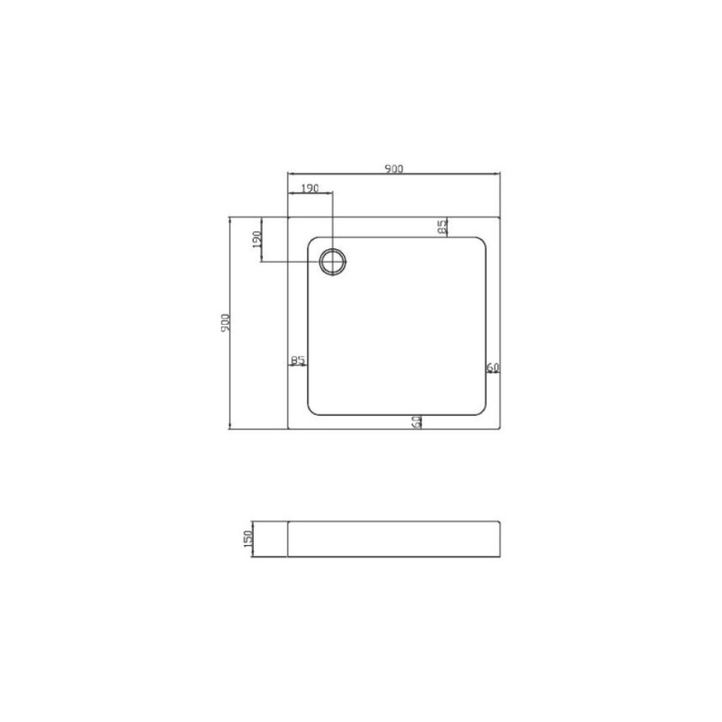Душевой поддон акриловый Vincea 90 x 90 x 15 см, белый, VST-3AS-9090