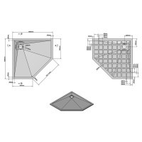 Душевой поддон Vincea 100 x 100 x 2.5 см, пятиугольный, серый, VST-4SP1010G