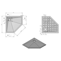 Душевой поддон Vincea 90 x 90 см, пятиугольный, искусственный камень, бежевый, VST-4SP9090C