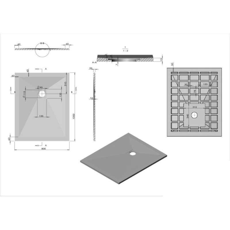 Душевой поддон Vincea 100 x 80 x 2.5 см, белый матовый, VST-4SR8010W