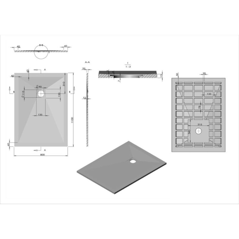 Душевой поддон Vincea 110 x 80 x 2.5 см, белый матовый, VST-4SR8011W