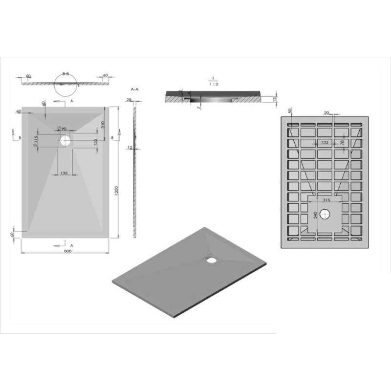 Душевой поддон Vincea 120 x 80 x 2.5 см, белый матовый, VST-4SR8012W