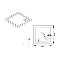 Душевой поддон Vincea 80 x 80 см, квадратный, акриловый, белый, VST-5AS-8080
