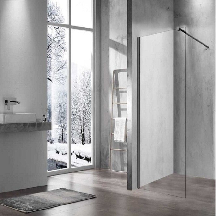 Душевая стенка Vincea Walk-In 100 см со свободным входом, стекло прозрачное, профиль воронёная сталь, gunmetal, VSW-1H100CLGM