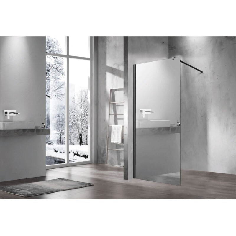 Душевая стенка со свободным входом Vincea Walk-In VSW-1H100MRB, 100 см, стекло зеркальное, профиль черный