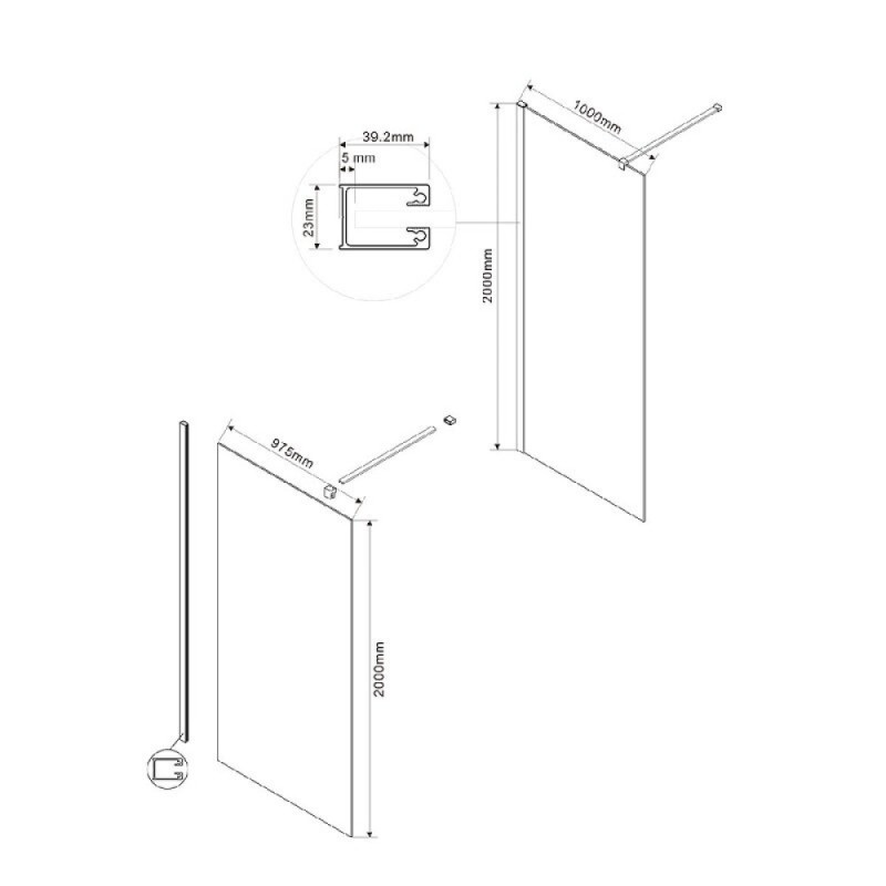 Душевая стенка Vincea Walk-In VSW-1H100MRG, 100 см, стекло зеркальное, профиль золото матовое