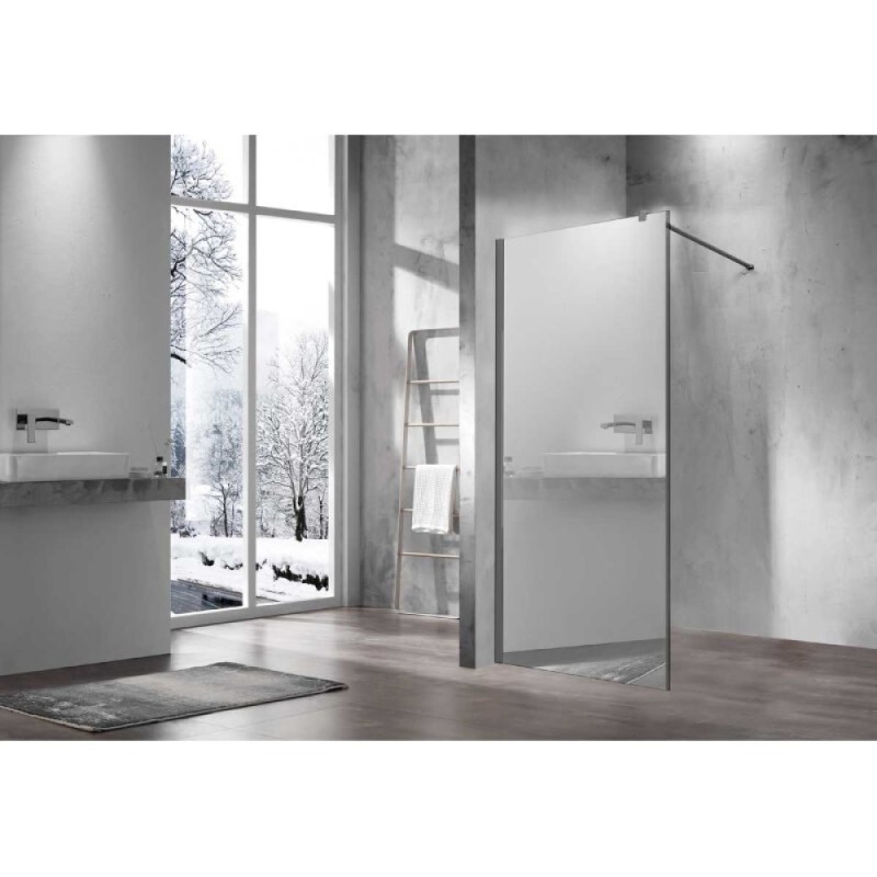 Душевая стенка со свободным входом Vincea Walk-In VSW-1H100MRGM, 100 см, стекло зеркальное, профиль вороненая сталь