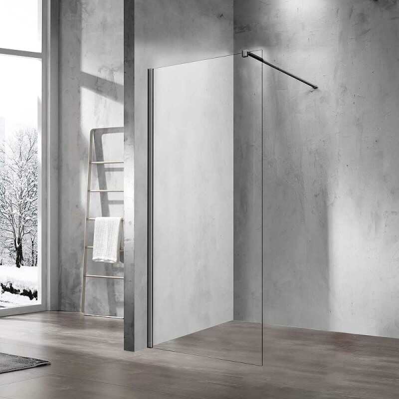 Душевая стенка Vincea Walk-In 110 см со свободным входом, стекло прозрачное, профиль воронёная сталь, gunmetal, VSW-1H110CLGM