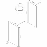 Душевая стенка Vincea Walk-In 120 см со свободным входом, стекло тонированное, профиль воронёная сталь, gunmetal, VSW-1H120CGGM