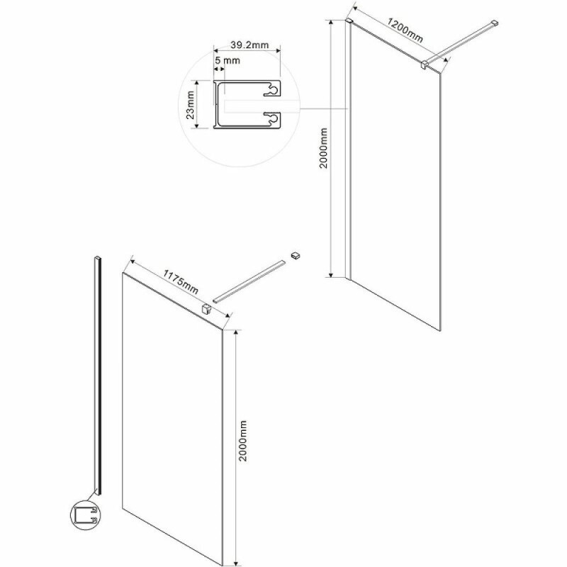 Душевая стенка Vincea Walk-In 120 см со свободным входом, стекло тонированное, профиль воронёная сталь, gunmetal, VSW-1H120CGGM