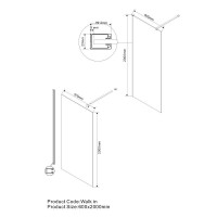 Душевая стенка Vincea Walk-In 60 см со свободным входом, стекло прозрачное, профиль черный матовый, VSW-1H600CLB