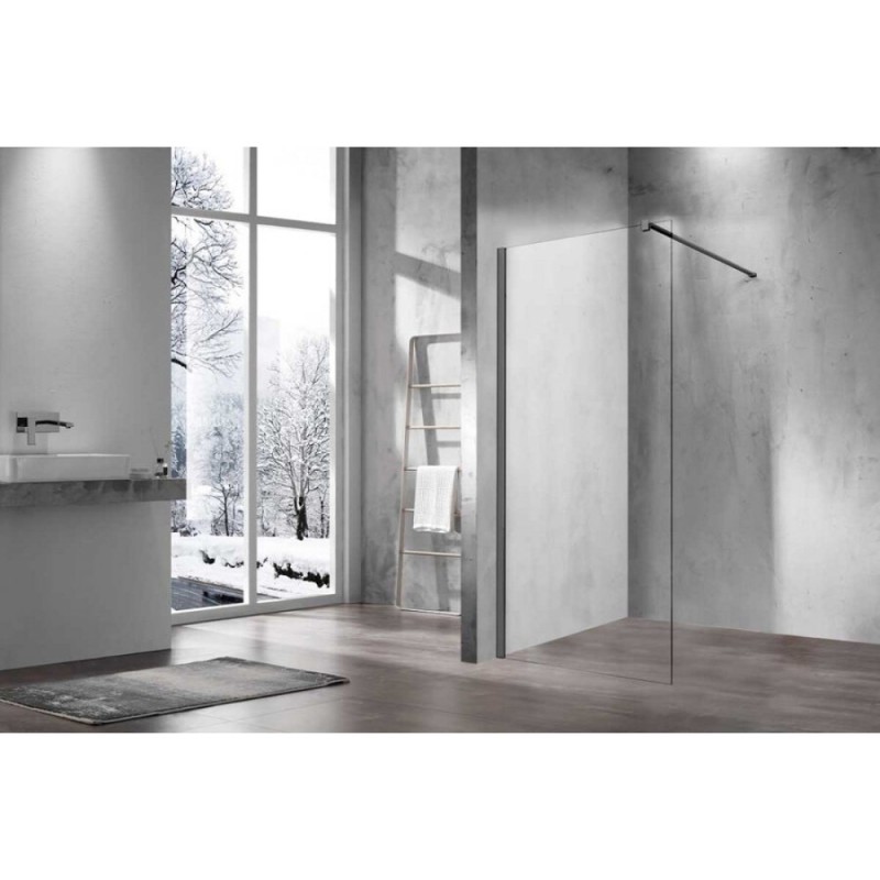 Душевая стенка Vincea Walk-In 60 см со свободным входом, стекло прозрачное, профиль воронёная сталь, gunmetal, VSW-1H600CLGM