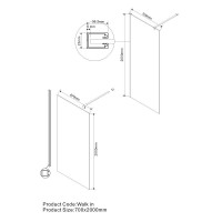 Душевая стенка Vincea Walk-In 70 см со свободным входом, стекло прозрачное, профиль черный матовый, VSW-1H700CLB