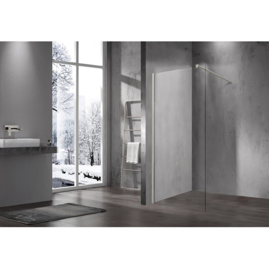 Душевая стенка Vincea Walk-In VSW-1H700CLBN, 70 см, со свободным входом, стекло прозрачное, профиль брашированный никель