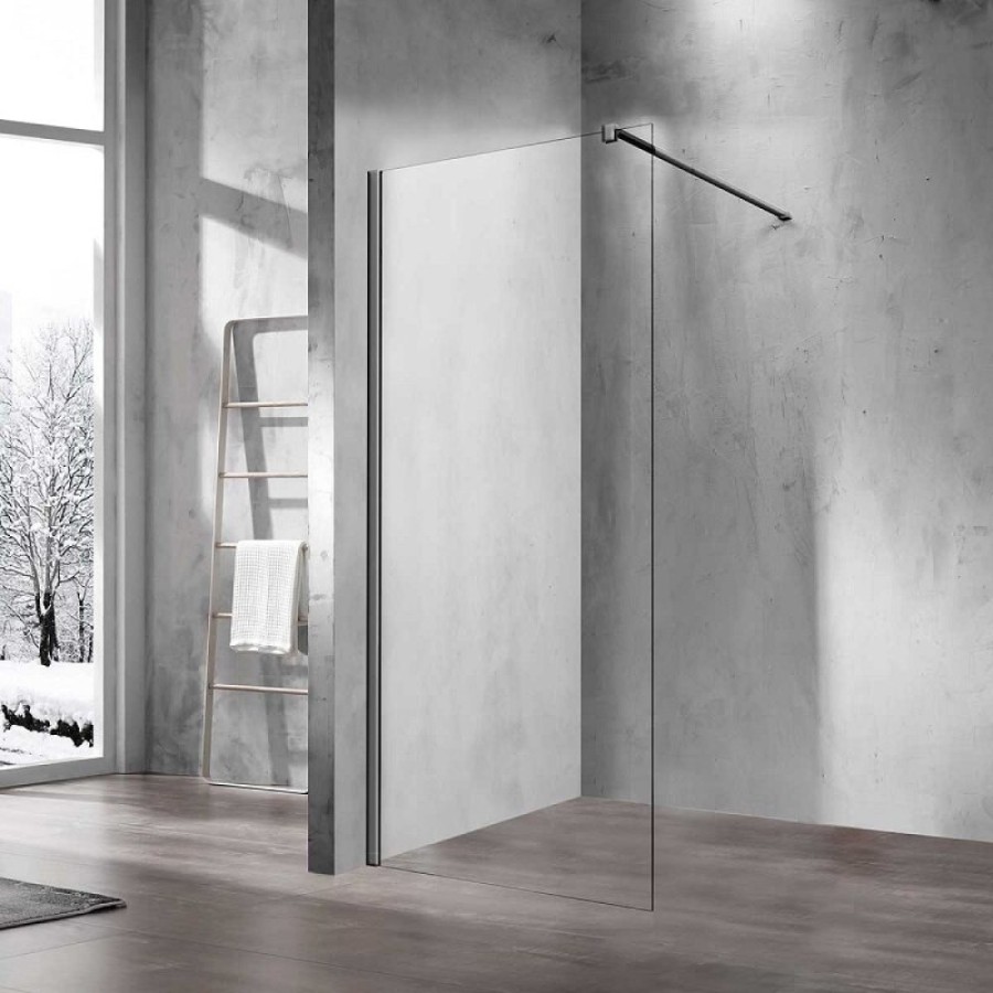 Душевая стенка Vincea Walk-In 70 см со свободным входом, стекло прозрачное, профиль воронёная сталь, gunmetal, VSW-1H700CLGM
