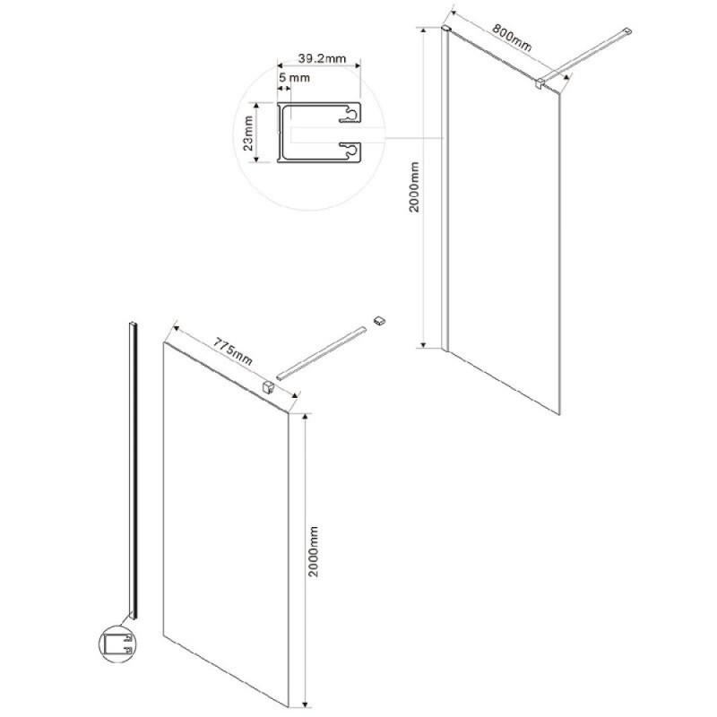 Душевая стенка Vincea Walk In 80 см, стекло тонированное, профиль хром, VSW-1H800CG