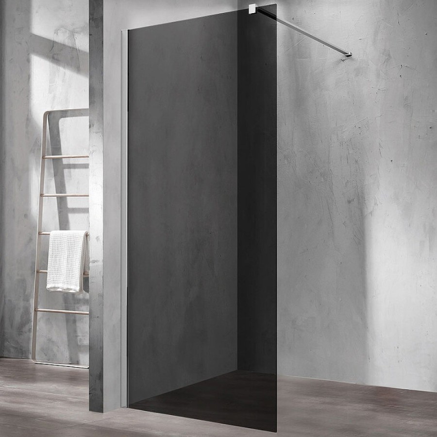 Душевая стенка Vincea Walk-In 80 см со свободным входом, стекло тонированное, профиль воронёная сталь, gunmetal, VSW-1H800CGGM