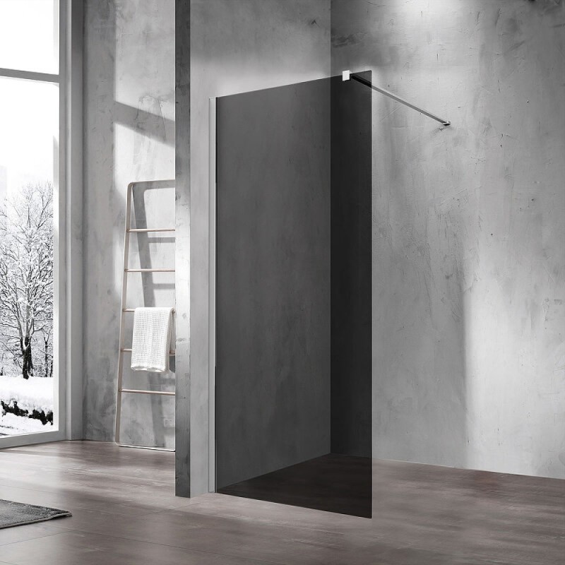 Душевая стенка Vincea Walk-In 80 см со свободным входом, стекло тонированное, профиль воронёная сталь, gunmetal, VSW-1H800CGGM