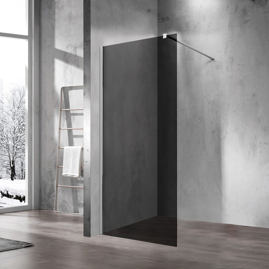 Душевая стенка Vincea Walk-In 80 см со свободным входом, стекло тонированное, профиль воронёная сталь, gunmetal, VSW-1H800CGGM