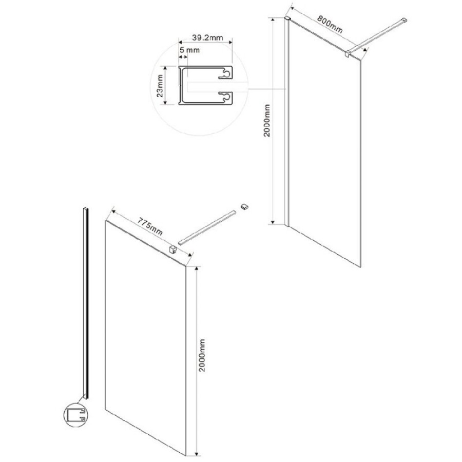 Душевая стенка Vincea Walk In 80 см, стекло прозрачное, профиль хром, VSW-1H800CL