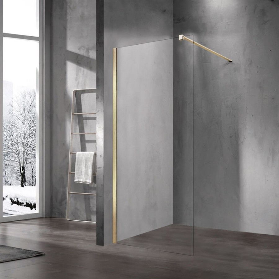 Душевая стенка Vincea Walk-In, со свободным входом, 80 см, стекло прозрачное, профиль матовое золото, VSW-1H800CLG