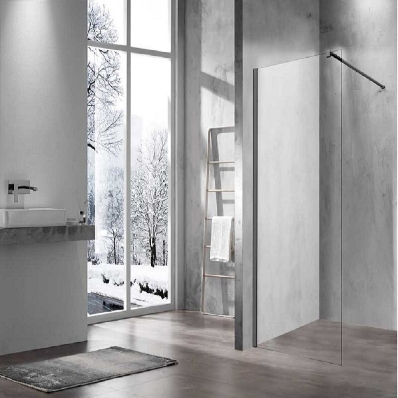 Душевая стенка Vincea Walk-In 80 см со свободным входом, стекло прозрачное, профиль воронёная сталь, gunmetal, VSW-1H800CLGM