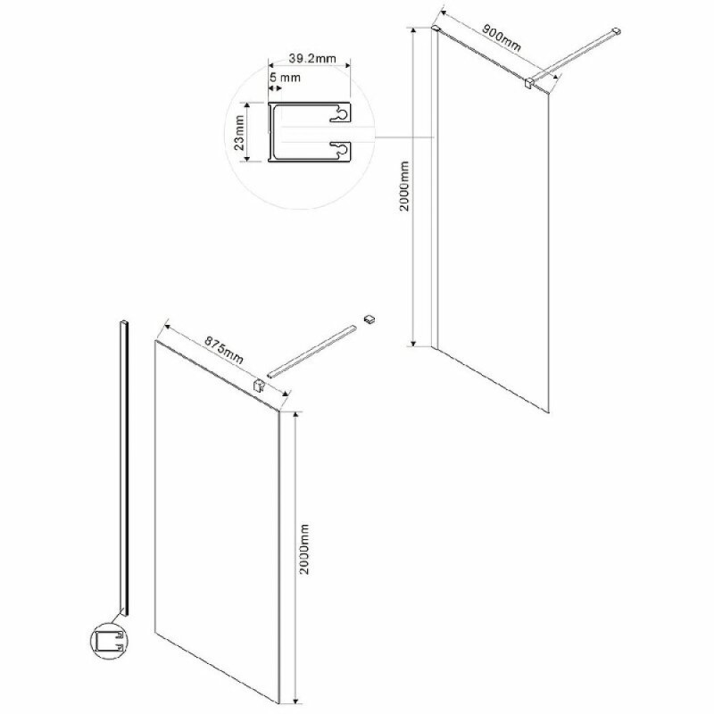 Душевая стенка Vincea Walk-In 90 см со свободным входом, стекло тонированное, профиль воронёная сталь, gunmetal, VSW-1H900CGGM