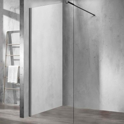 Душевая стенка Vincea Walk-In 90 см со свободным входом, стекло прозрачное, профиль воронёная сталь, gunmetal, VSW-1H900CLGM