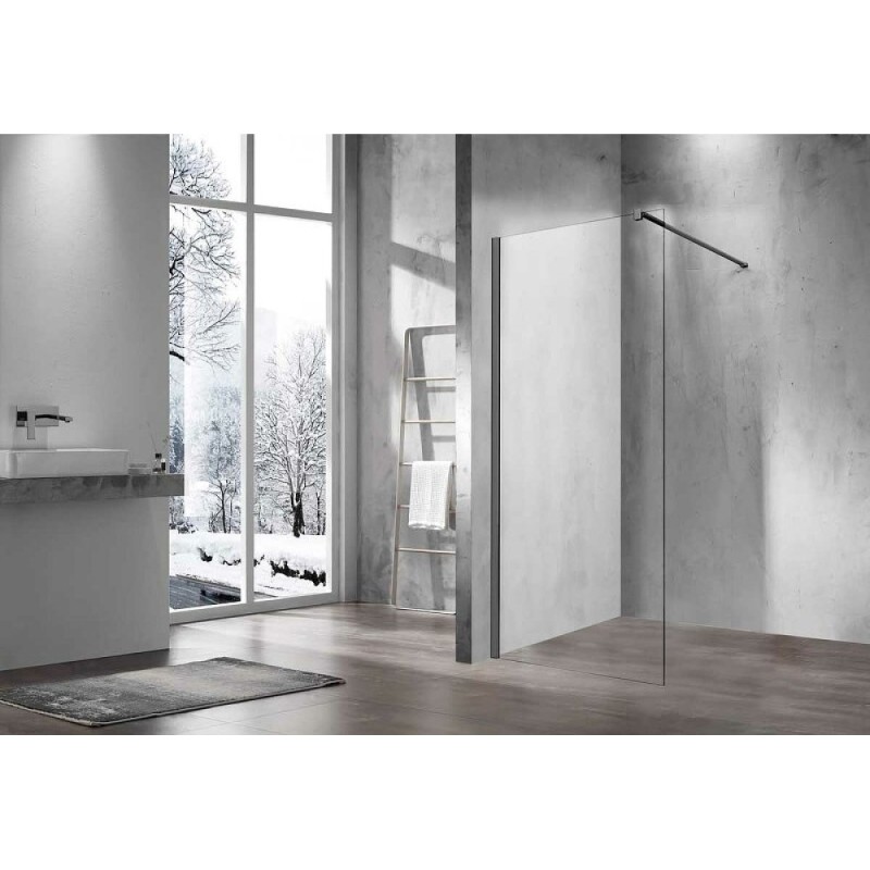 Душевая стенка Vincea Walk-In 90 см со свободным входом, стекло прозрачное, профиль воронёная сталь, gunmetal, VSW-1H900CLGM