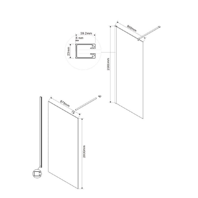 Душевая стенка Vincea Walk In VSW-1H900MRG, 90 см, стекло зеркальное, профиль золото матовое
