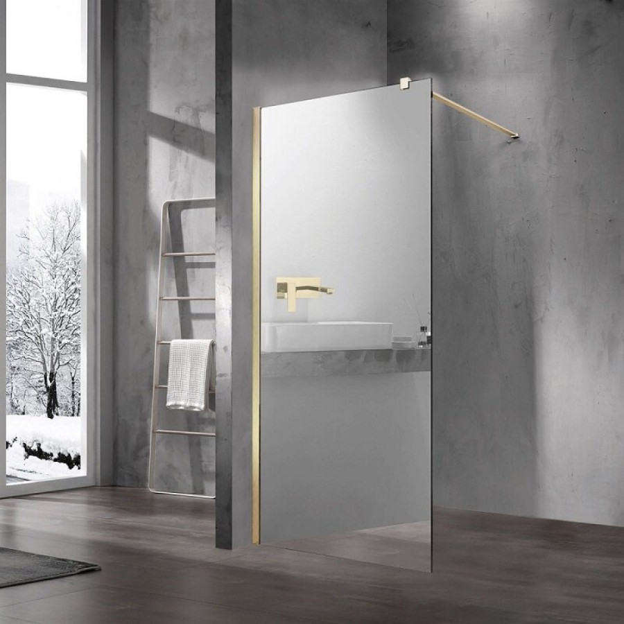 Душевая стенка Vincea Walk In VSW-1H900MRG, 90 см, стекло зеркальное, профиль золото матовое